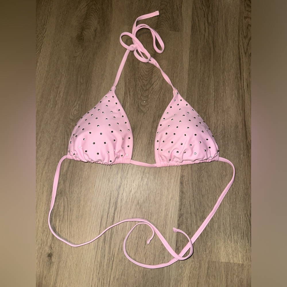 Pink Rhinestones Bikini Top
